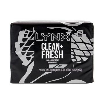 3 Pack x LYNX Clean + Fresh Face & Body Soap Bar 100g (2pc)